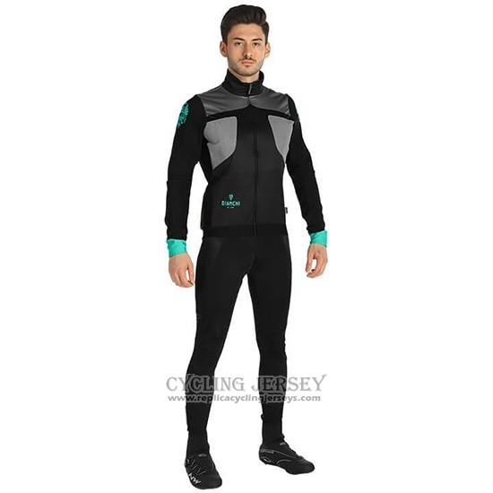 2019 Cycling Jersey Bianchi Sky Blue Black Long Sleeve And Bib Tight